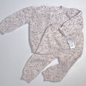 Baby GAP Cable Knit Speckled Sweater 2-Piece Set, Baby Girl 12-18 Months